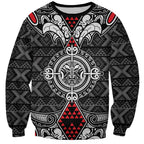Black Aotearoa Tanilo Motif Sweatshirt Vintage Maori New Zealand Tribal Art Pattern