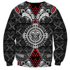 Black Aotearoa Tanilo Motif Sweatshirt Vintage Maori New Zealand Tribal Art Pattern
