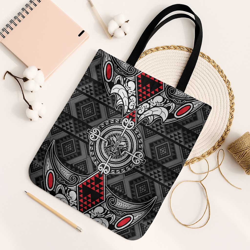 Black Aotearoa Taniko Motif Tote Bag Vintage Maori New Zealand Tribal Art Pattern - Aussie Hoodie