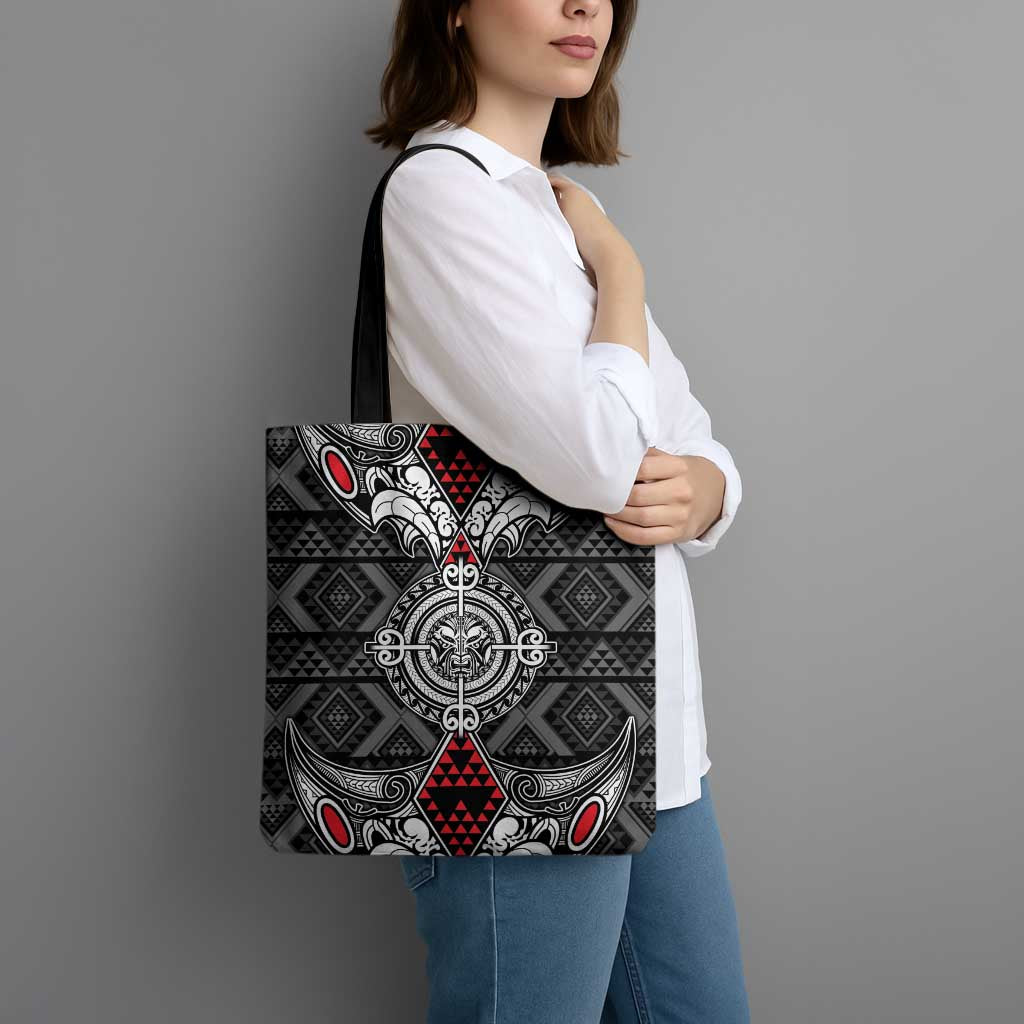 Black Aotearoa Taniko Motif Tote Bag Vintage Maori New Zealand Tribal Art Pattern - Aussie Hoodie