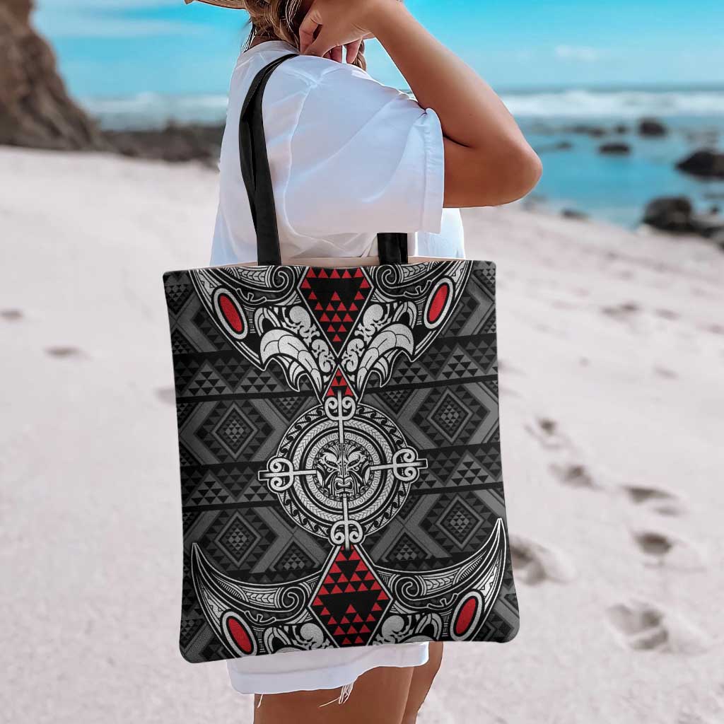 Black Aotearoa Taniko Motif Tote Bag Vintage Maori New Zealand Tribal Art Pattern - Aussie Hoodie