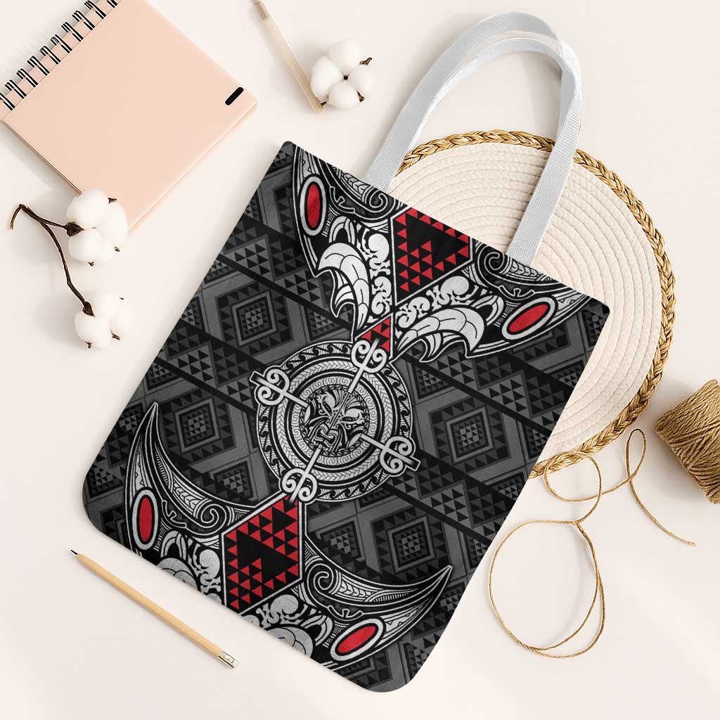 Black Aotearoa Taniko Motif Tote Bag Vintage Maori New Zealand Tribal Art Pattern - Aussie Hoodie