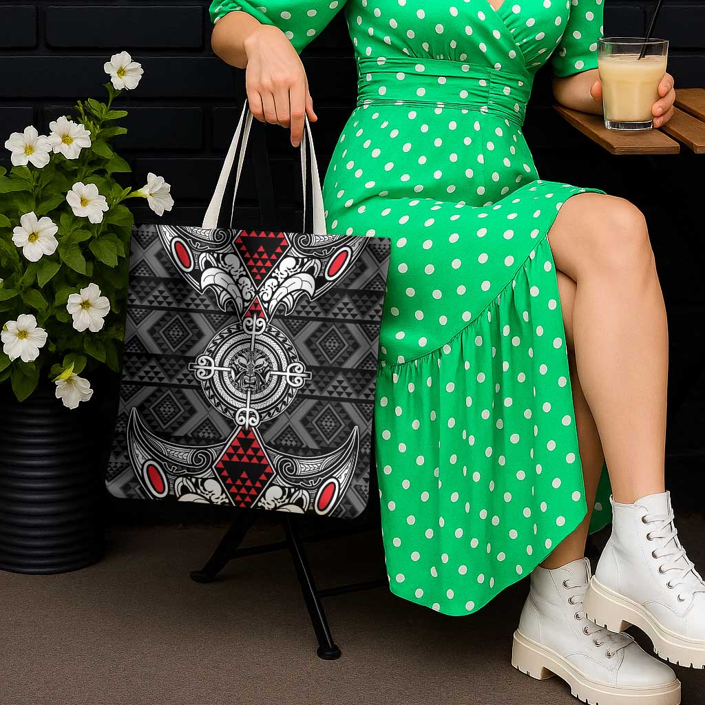 Black Aotearoa Taniko Motif Tote Bag Vintage Maori New Zealand Tribal Art Pattern - Aussie Hoodie