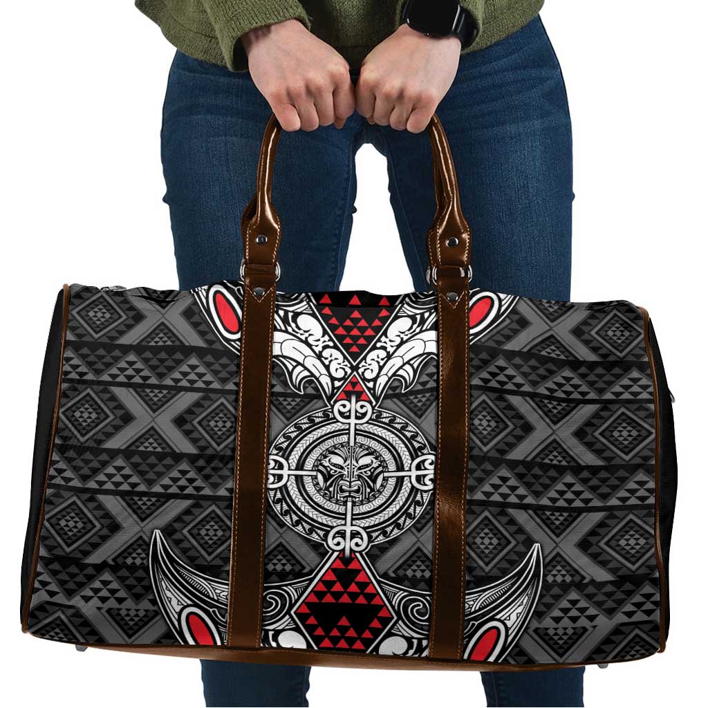 Black Aotearoa Taniko Motif Travel Bag Vintage Maori New Zealand Tribal Art Pattern - Aussie Hoodie