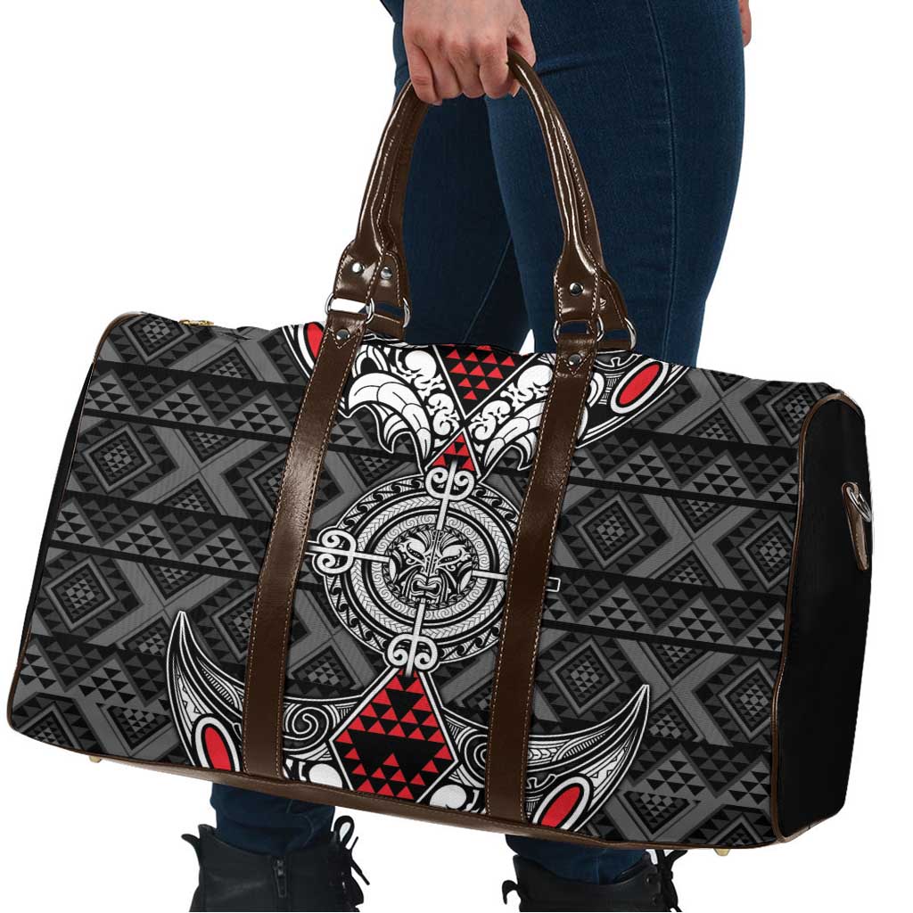 Black Aotearoa Taniko Motif Travel Bag Vintage Maori New Zealand Tribal Art Pattern - Aussie Hoodie