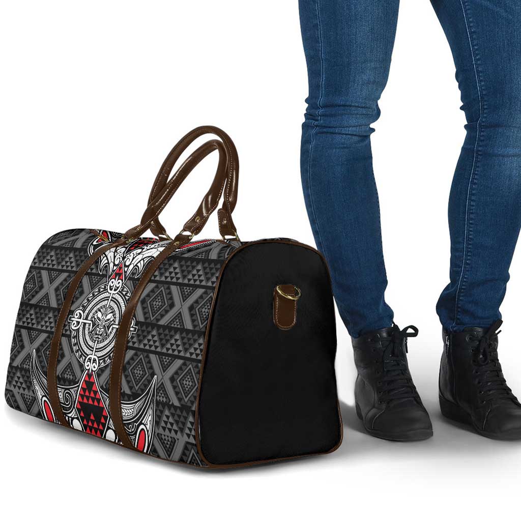 Black Aotearoa Taniko Motif Travel Bag Vintage Maori New Zealand Tribal Art Pattern - Aussie Hoodie