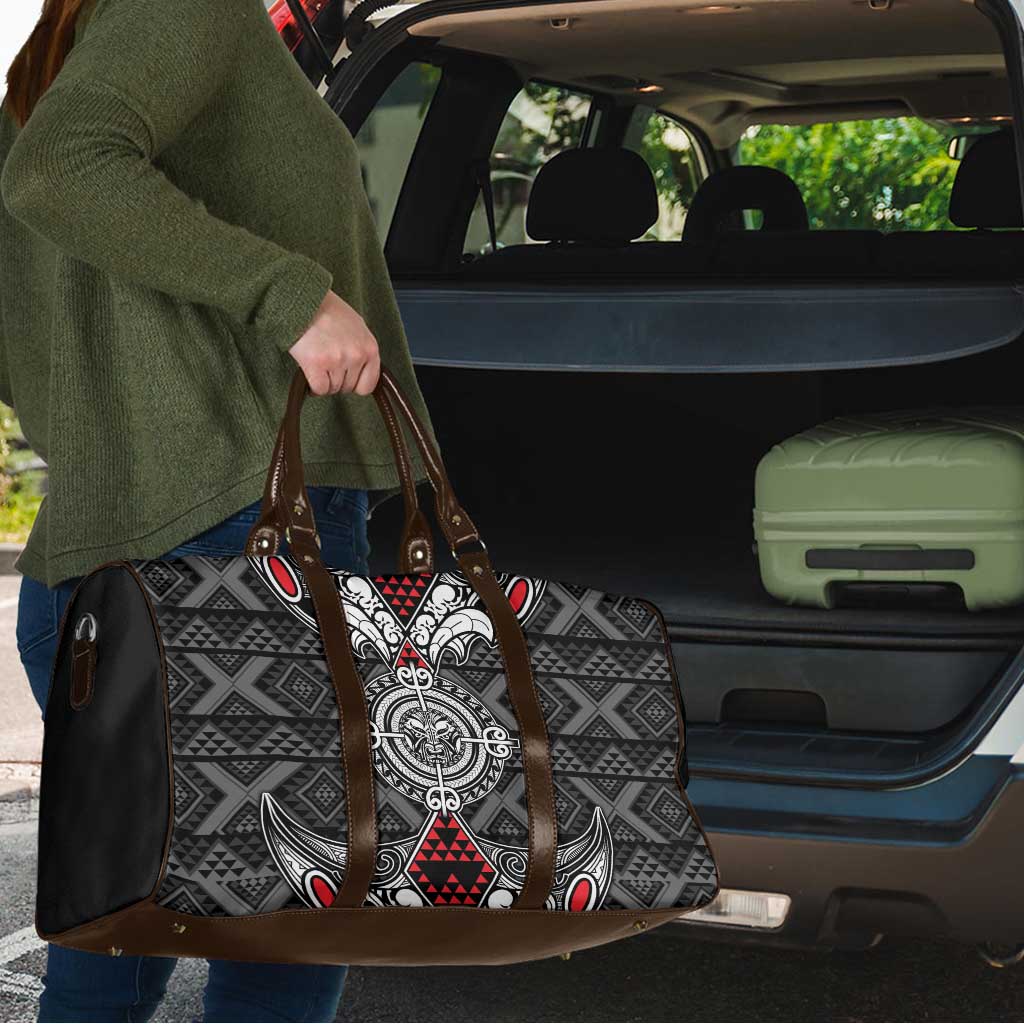 Black Aotearoa Taniko Motif Travel Bag Vintage Maori New Zealand Tribal Art Pattern - Aussie Hoodie