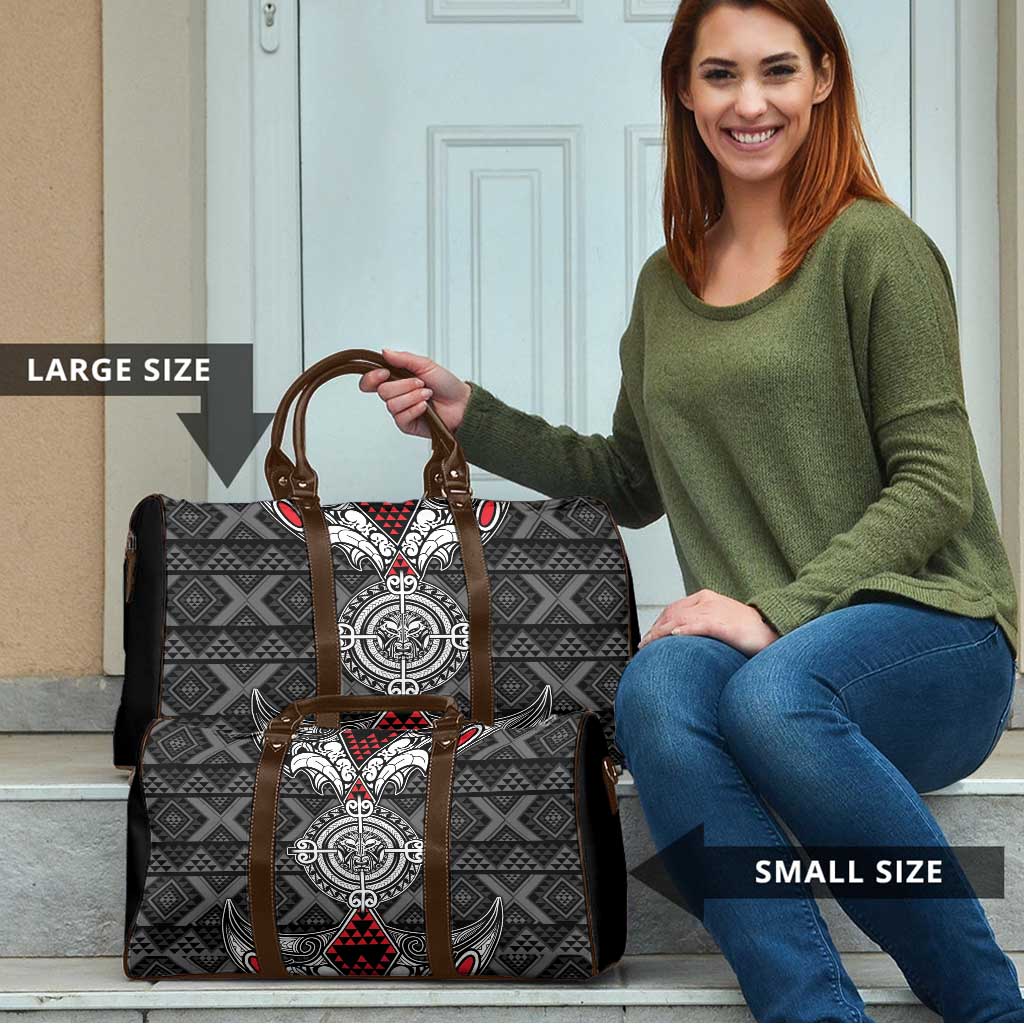 Black Aotearoa Taniko Motif Travel Bag Vintage Maori New Zealand Tribal Art Pattern - Aussie Hoodie