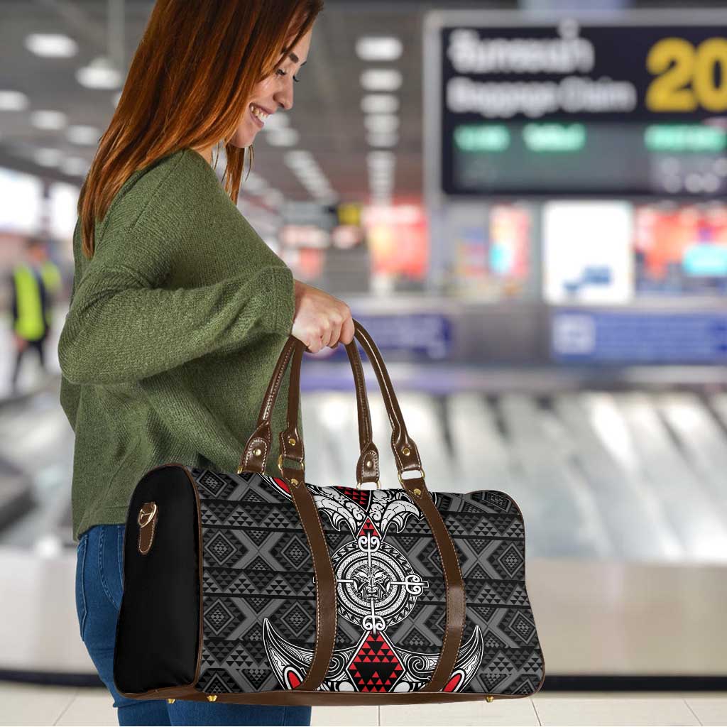Black Aotearoa Taniko Motif Travel Bag Vintage Maori New Zealand Tribal Art Pattern - Aussie Hoodie