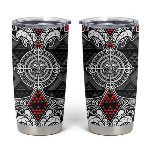 Black Aotearoa Taniko Motif Tumbler Cup Vintage Maori New Zealand Tribal Art Pattern