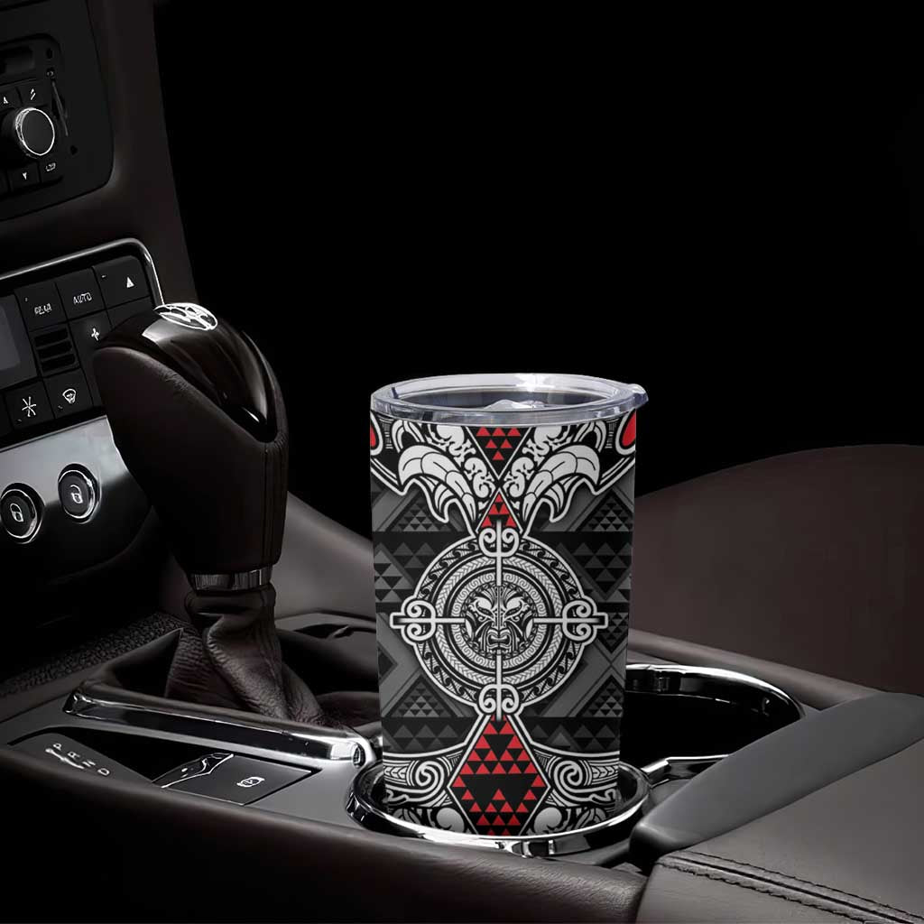 Black Aotearoa Taniko Motif Tumbler Cup Vintage Maori New Zealand Tribal Art Pattern