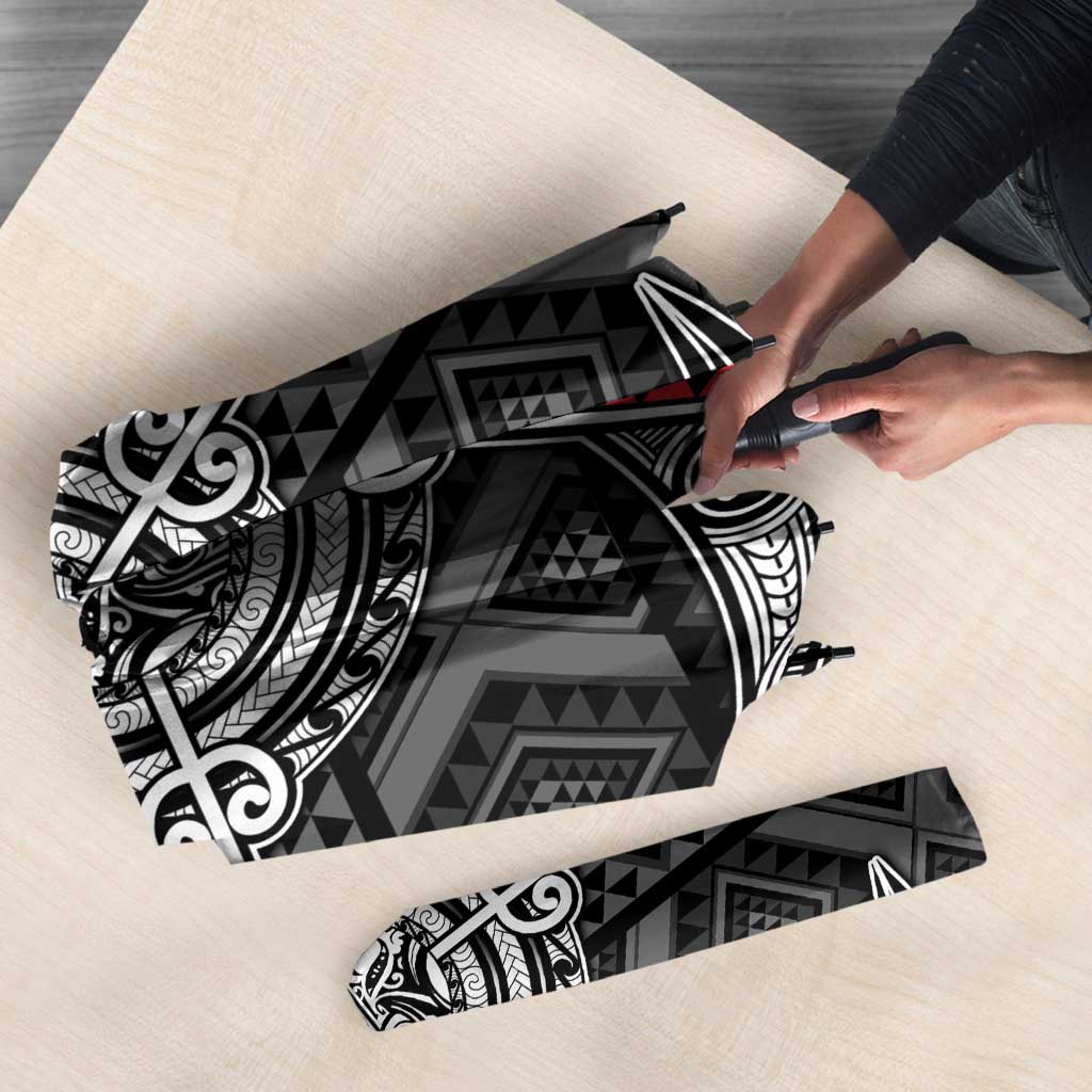 Black Aotearoa Taniko Motif Umbrella Vintage Maori New Zealand Tribal Art Pattern - Aussie Hoodie