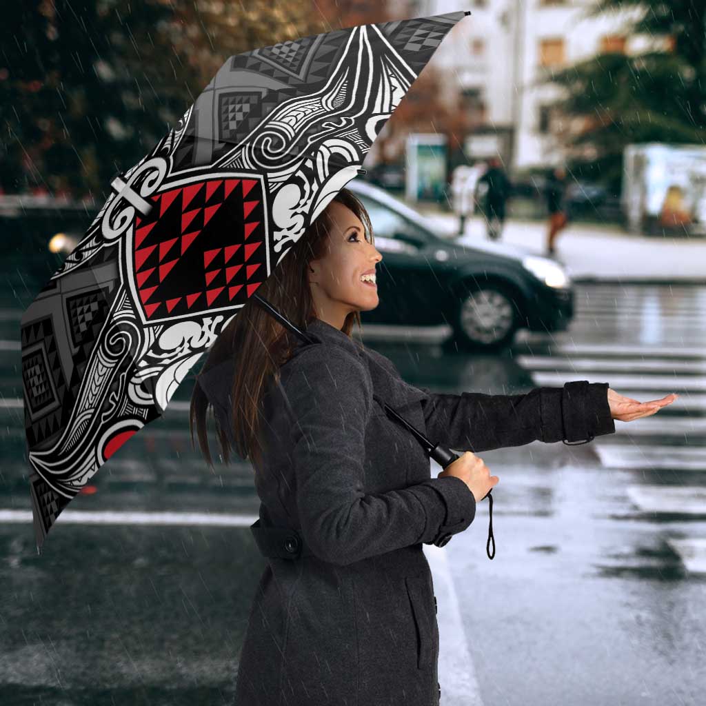 Black Aotearoa Taniko Motif Umbrella Vintage Maori New Zealand Tribal Art Pattern - Aussie Hoodie