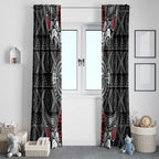 Black Aotearoa Taniko Motif Window Curtain Vintage Maori New Zealand Tribal Art Pattern