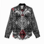 Black Aotearoa Tanilo Motif Women Casual Shirt Vintage Maori New Zealand Tribal Art Pattern