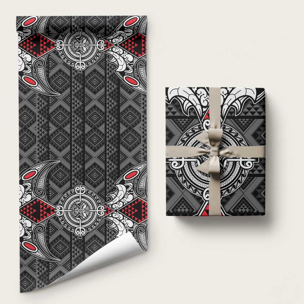 Black Aotearoa Taniko Motif Wrapping Paper Vintage Maori New Zealand Tribal Art Pattern - Aussie Hoodie