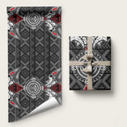 Black Aotearoa Taniko Motif Wrapping Paper Vintage Maori New Zealand Tribal Art Pattern - Aussie Hoodie