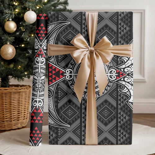 Black Aotearoa Taniko Motif Wrapping Paper Vintage Maori New Zealand Tribal Art Pattern - Aussie Hoodie