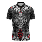 Black Aotearoa Taniko Motif Zipper Polo Shirt Vintage Maori New Zealand Tribal Art Pattern - Aussie Hoodie
