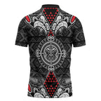 Black Aotearoa Taniko Motif Zipper Polo Shirt Vintage Maori New Zealand Tribal Art Pattern - Aussie Hoodie