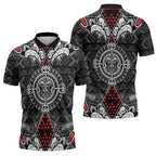 Black Aotearoa Taniko Motif Zipper Polo Shirt Vintage Maori New Zealand Tribal Art Pattern - Aussie Hoodie