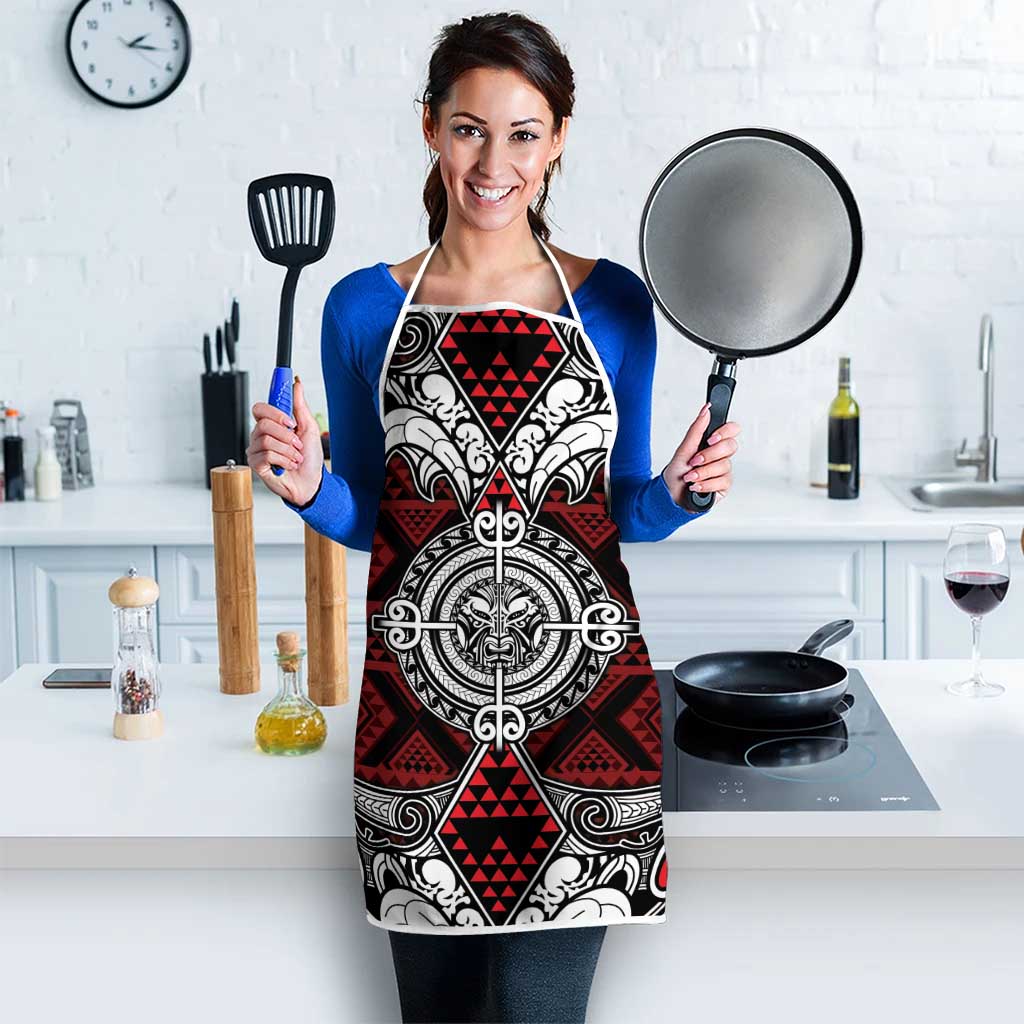 Red Aotearoa Taniko Motif Apron Vintage Maori New Zealand Tribal Art Pattern - Aussie Hoodie