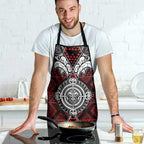 Red Aotearoa Taniko Motif Apron Vintage Maori New Zealand Tribal Art Pattern - Aussie Hoodie