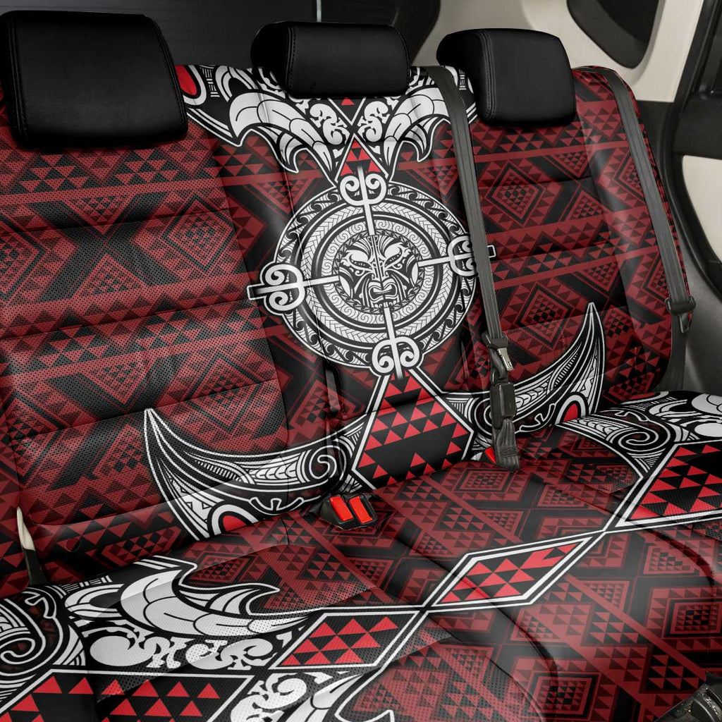 Red Aotearoa Taniko Motif Back Car Seat Cover Vintage Maori New Zealand Tribal Art Pattern
