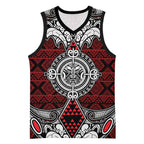Red Aotearoa Taniko Motif Basketball Jersey Vintage Maori New Zealand Tribal Art Pattern - Aussie Hoodie