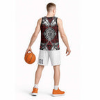 Red Aotearoa Taniko Motif Basketball Jersey Vintage Maori New Zealand Tribal Art Pattern - Aussie Hoodie