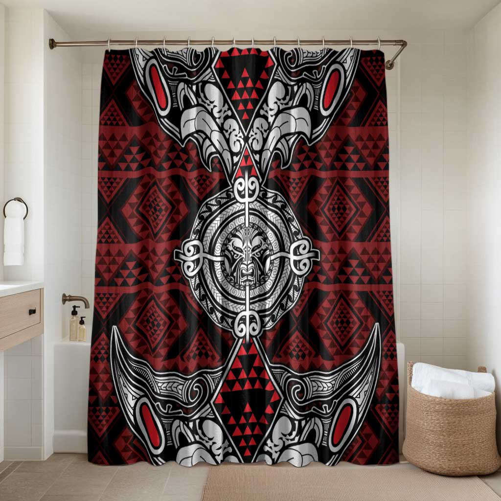 Red Aotearoa Taniko Motif Bathroom Set Vintage Maori New Zealand Tribal Art Pattern - Aussie Hoodie