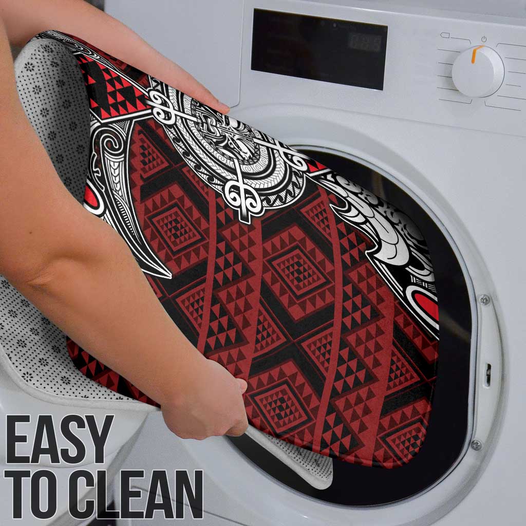Red Aotearoa Taniko Motif Bathroom Set Vintage Maori New Zealand Tribal Art Pattern - Aussie Hoodie
