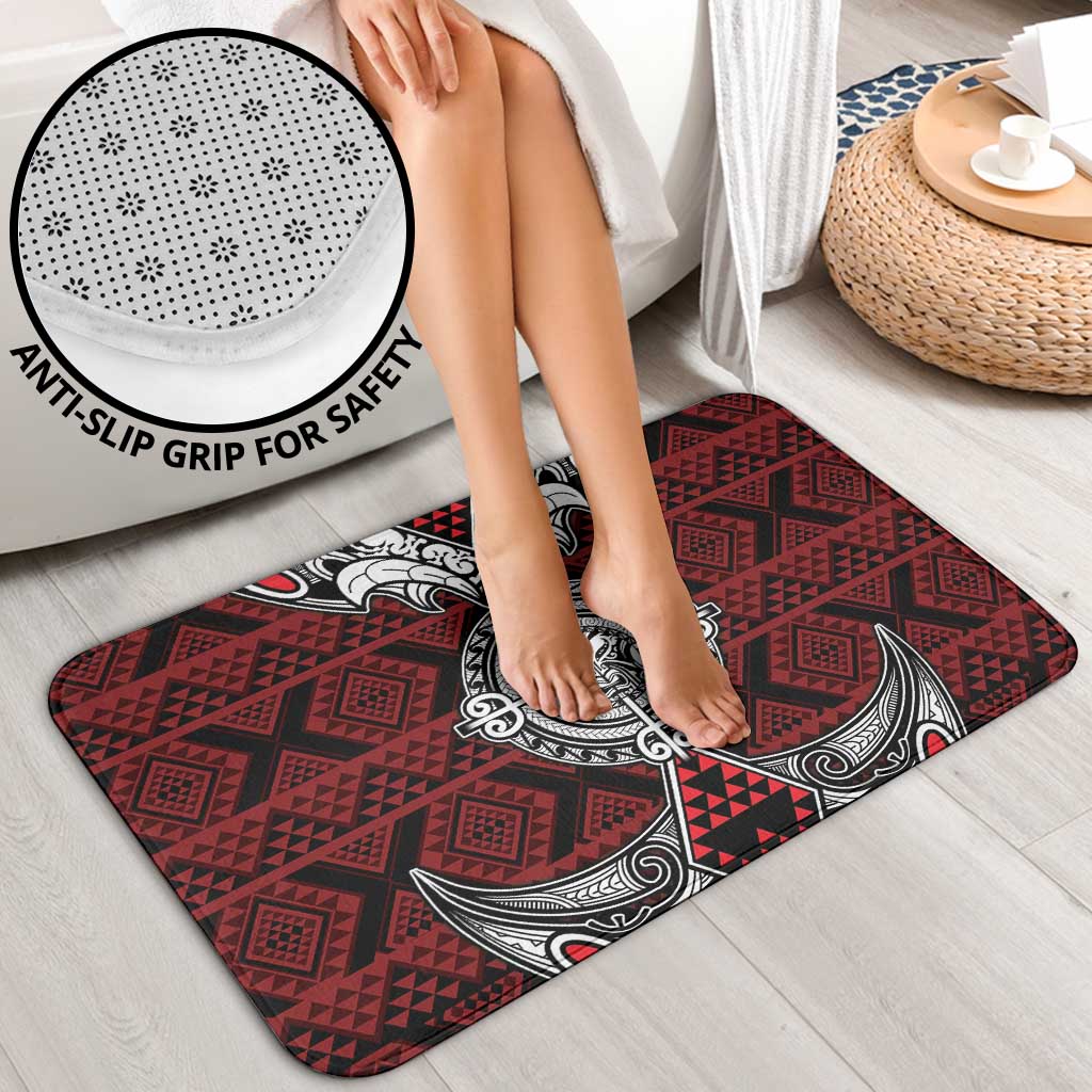 Red Aotearoa Taniko Motif Bathroom Set Vintage Maori New Zealand Tribal Art Pattern - Aussie Hoodie