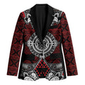 Red Aotearoa Taniko Motif Blazer Vintage Maori New Zealand Tribal Art Pattern - Aussie Hoodie