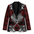 Red Aotearoa Taniko Motif Blazer Vintage Maori New Zealand Tribal Art Pattern - Aussie Hoodie