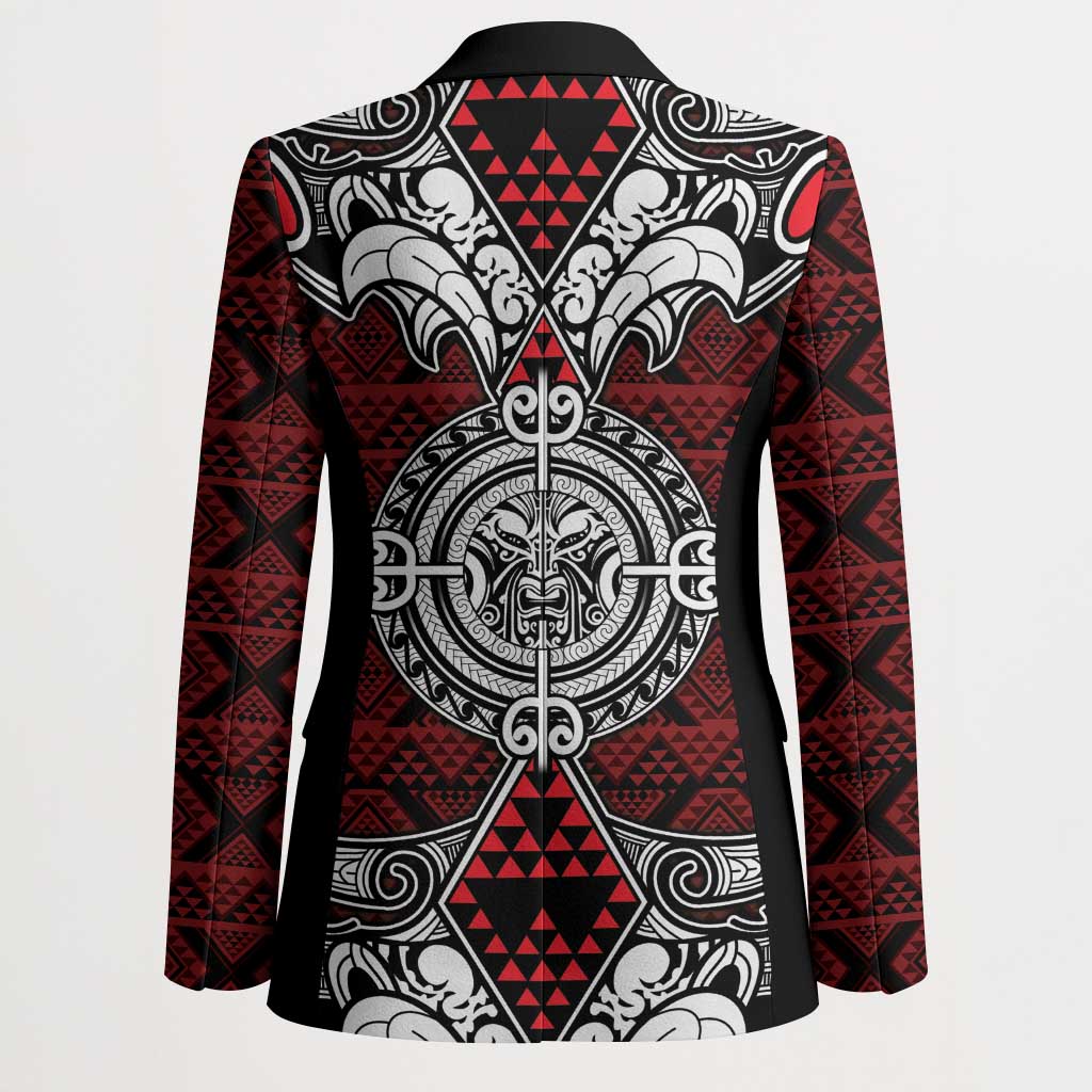 Red Aotearoa Taniko Motif Blazer Vintage Maori New Zealand Tribal Art Pattern - Aussie Hoodie