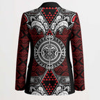Red Aotearoa Taniko Motif Blazer Vintage Maori New Zealand Tribal Art Pattern - Aussie Hoodie