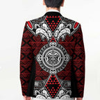 Red Aotearoa Taniko Motif Blazer Vintage Maori New Zealand Tribal Art Pattern - Aussie Hoodie