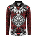 Red Aotearoa Tanilo Motif Button Sweatshirt Vintage Maori New Zealand Tribal Art Pattern