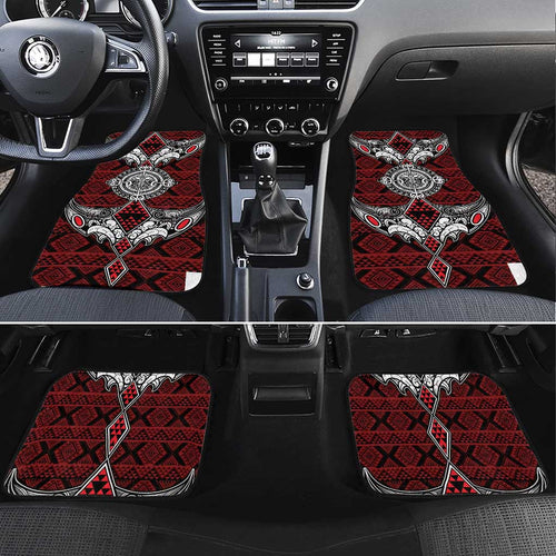 Red Aotearoa Taniko Motif Car Mats Vintage Maori New Zealand Tribal Art Pattern