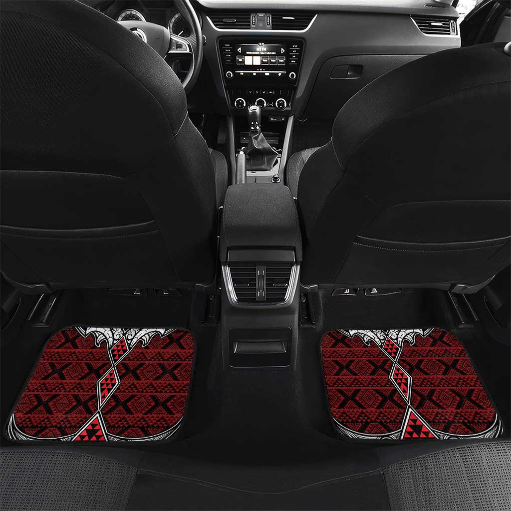 Red Aotearoa Taniko Motif Car Mats Vintage Maori New Zealand Tribal Art Pattern
