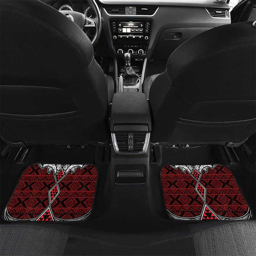 Red Aotearoa Taniko Motif Car Mats Vintage Maori New Zealand Tribal Art Pattern