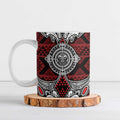 Red Aotearoa Taniko Motif Ceramic Mug Vintage Maori New Zealand Tribal Art Pattern - Aussie Hoodie