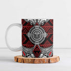 Red Aotearoa Taniko Motif Ceramic Mug Vintage Maori New Zealand Tribal Art Pattern - Aussie Hoodie