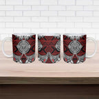 Red Aotearoa Taniko Motif Ceramic Mug Vintage Maori New Zealand Tribal Art Pattern - Aussie Hoodie