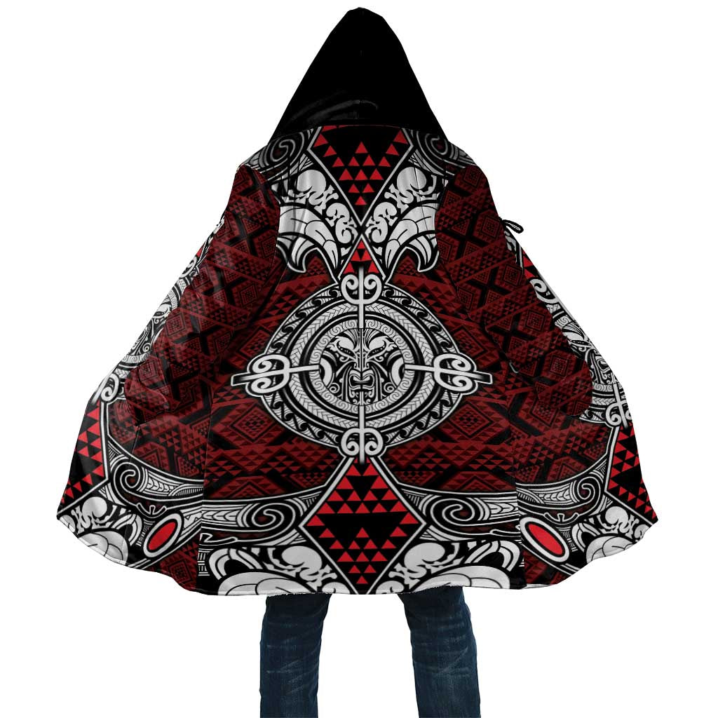 Red Aotearoa Taniko Motif Cloak Vintage Maori New Zealand Tribal Art Pattern - Aussie Hoodie