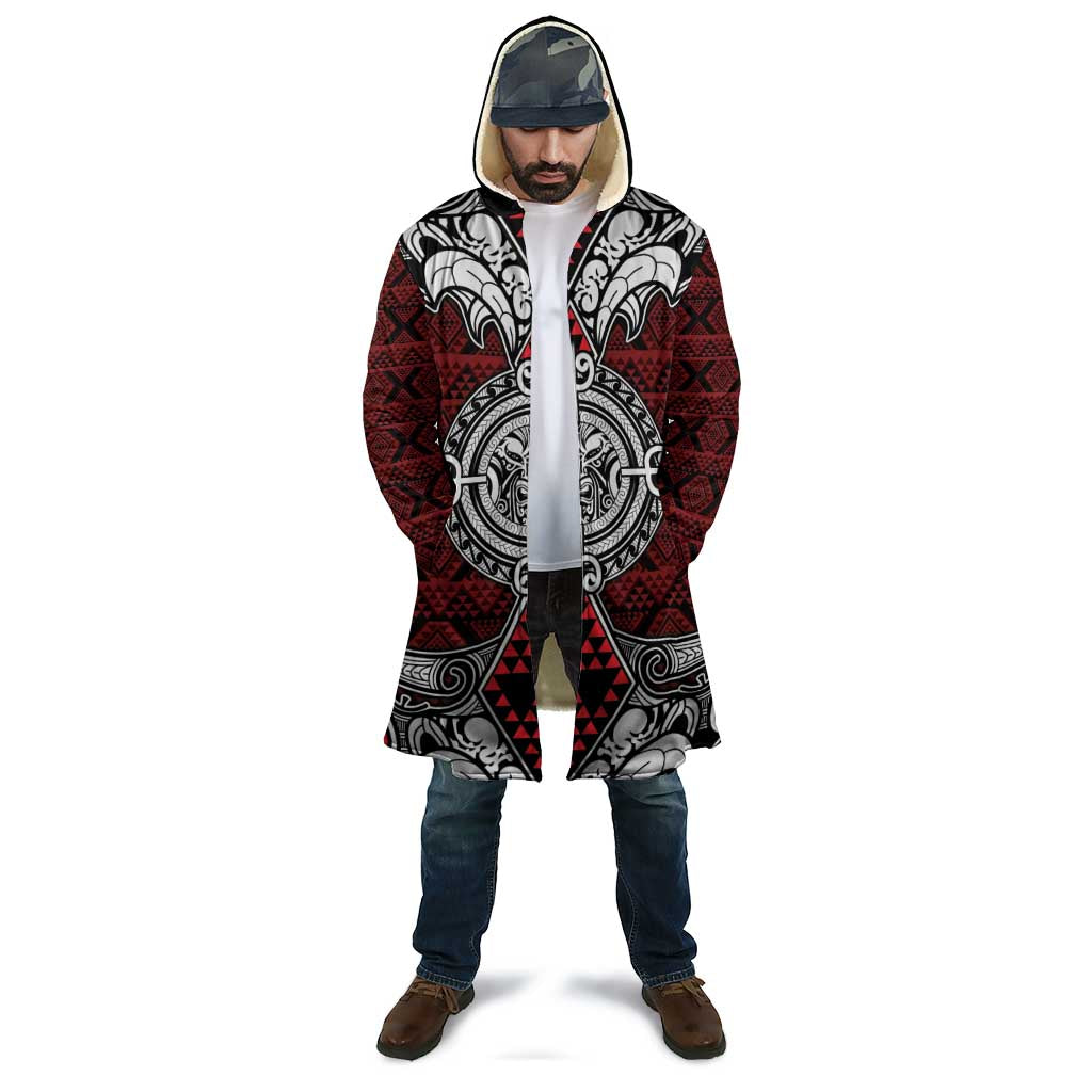 Red Aotearoa Taniko Motif Cloak Vintage Maori New Zealand Tribal Art Pattern - Aussie Hoodie