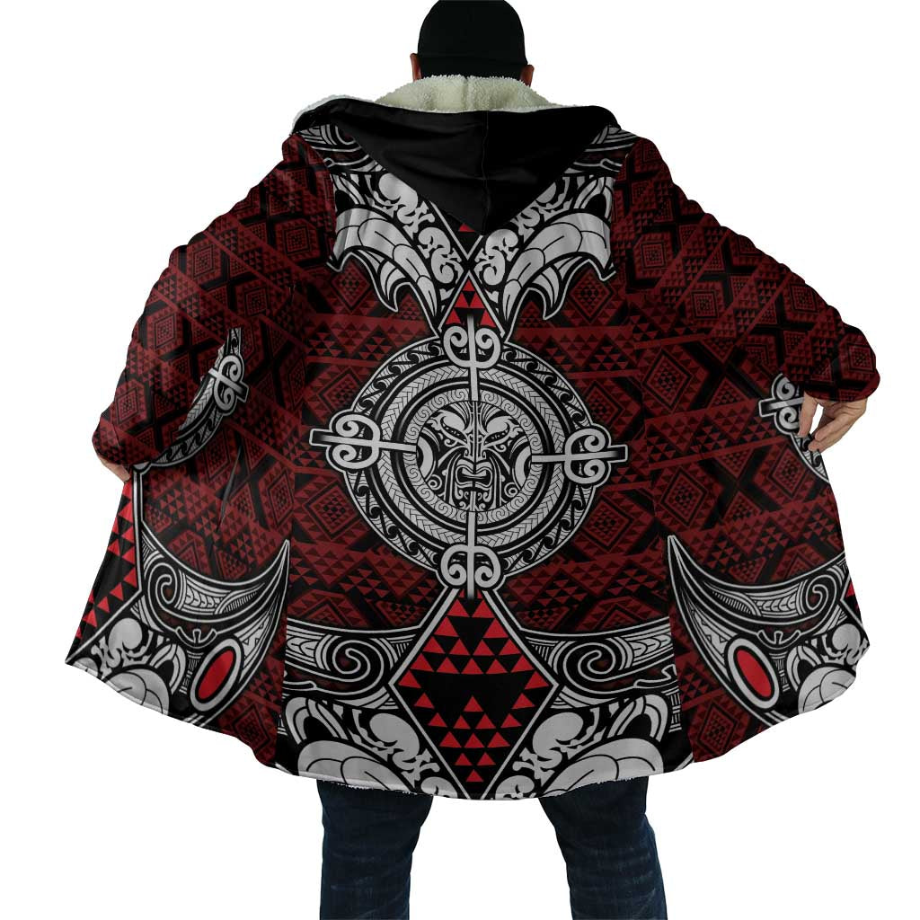 Red Aotearoa Taniko Motif Cloak Vintage Maori New Zealand Tribal Art Pattern - Aussie Hoodie