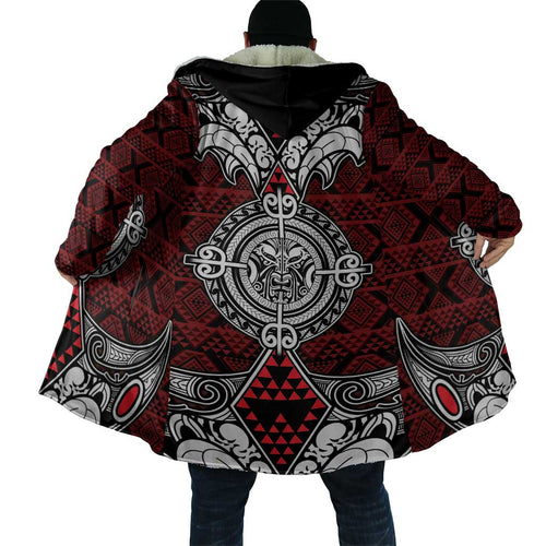 Red Aotearoa Taniko Motif Cloak Vintage Maori New Zealand Tribal Art Pattern - Aussie Hoodie