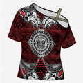 Red Aotearoa Taniko Motif Cross Shoulder Shirt Vintage Maori New Zealand Tribal Art Pattern - Aussie Hoodie